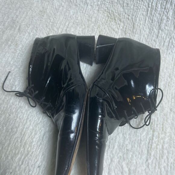 Adrienne Vittadini Leather Black Patent Lace-Up Boots SZ9M - Picture 7 of 12
